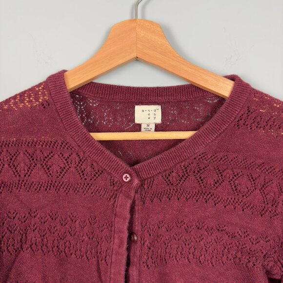 A New Day Women's Lace Knit Cardigan, Size M - Picture 4 of 5